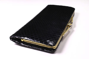 Rectangular black snakeskin clutch purse