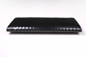 Rectangular black snakeskin clutch purse