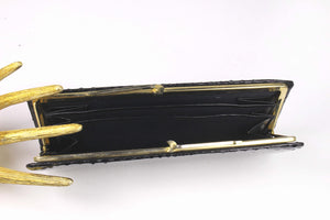 Rectangular black snakeskin clutch purse