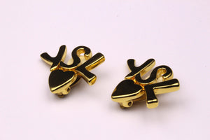 YVES SAINT LAURENT initials over heart earrings