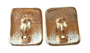 YVES SAINT LAURENT rectangular Logo earrings