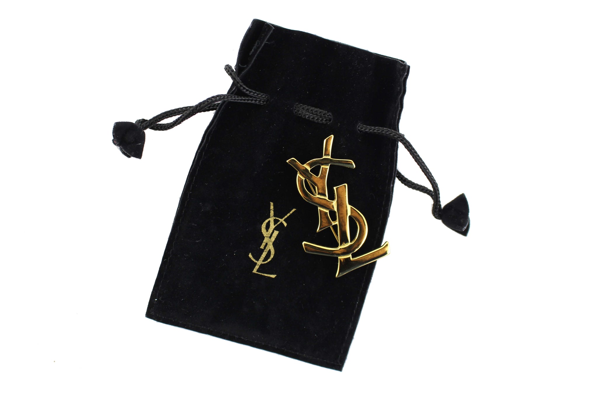 YVES SAINT LAURENT logo brooch – Vintage Carwen