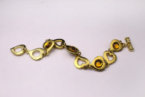 YVES SAINT LAURENT hearts cabochons link bracelet