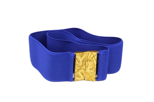 YVES SAINT LAURENT blue elastic logo belt