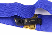 YVES SAINT LAURENT blue elastic logo belt