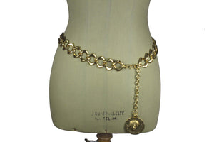 YVES SAINT LAURENT link chain fosil charm belt