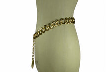 YVES SAINT LAURENT link chain fosil charm belt