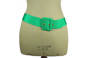 YVES SAINT LAURENT green ribbed fabric belt