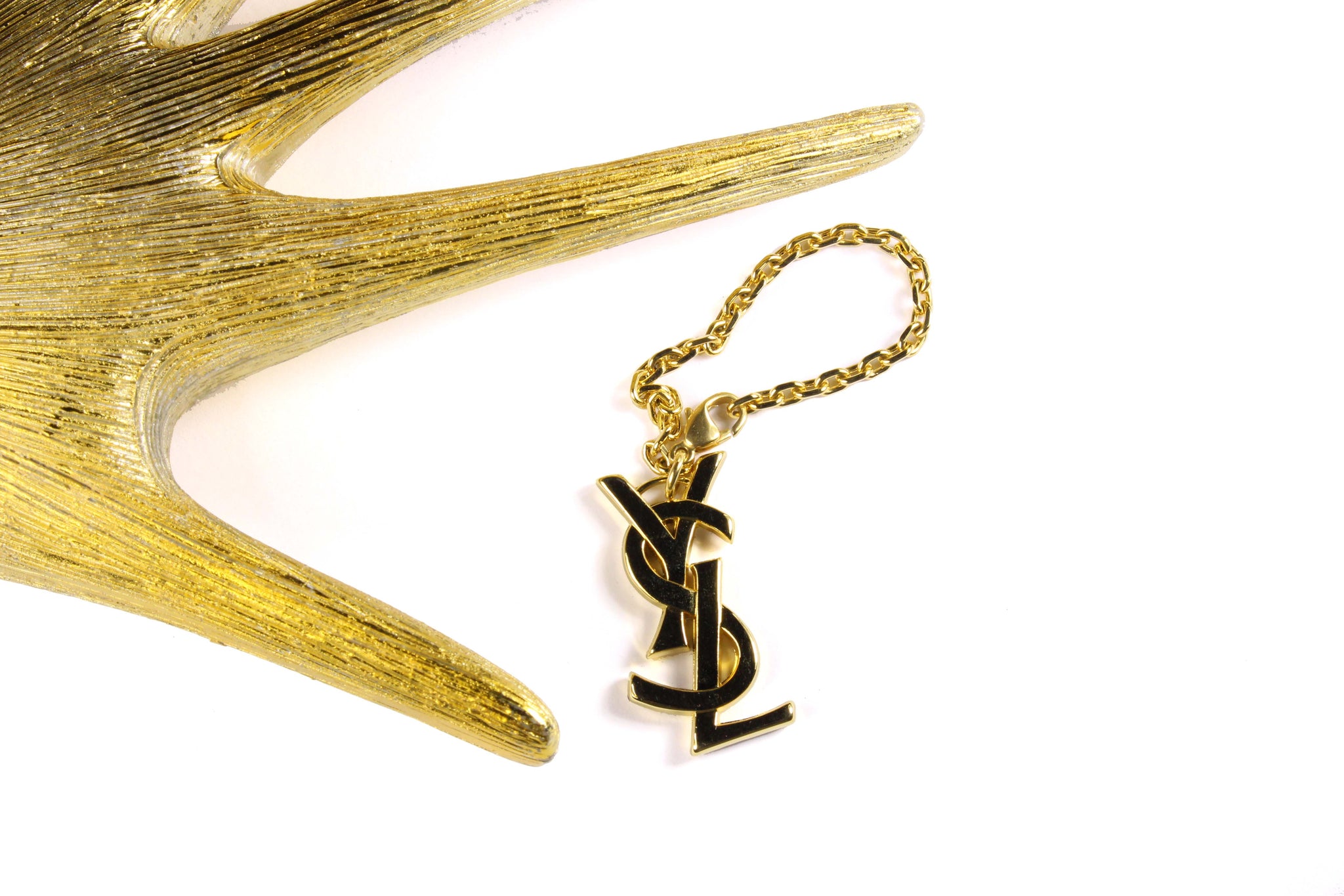 アクセサリー Yves Saint Laurent Logo Leather Charm YVES SAINT LAURENT logo key-ring bag charm – Vintage Carwen