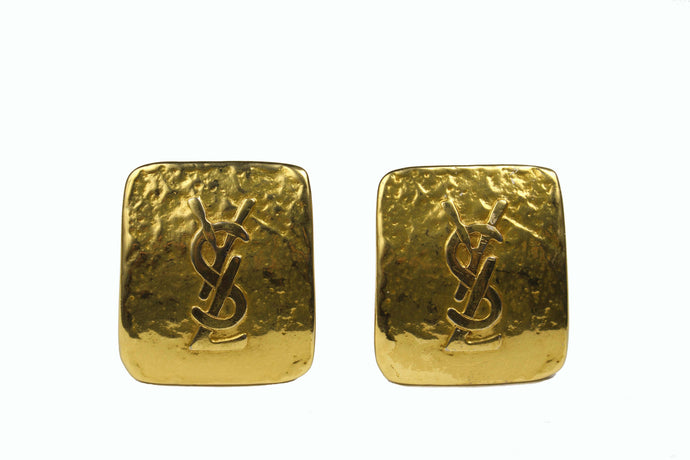 YVES SAINT LAURENT rectangular Logo earrings