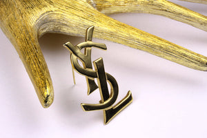 YVES SAINT LAURENT logo brooch