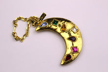 YVES SAINT LAURENT multi-colored rhinestones moon bag charm