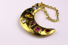 YVES SAINT LAURENT multi-colored rhinestones moon bag charm