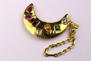 YVES SAINT LAURENT multi-colored rhinestones moon bag charm