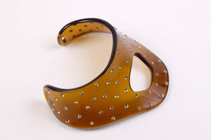 Yves Saint Laurent brown plexiglass rhinestones necklace