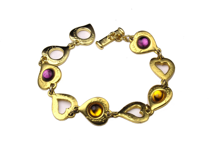 YVES SAINT LAURENT hearts cabochons link bracelet