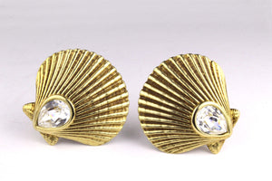 YVES SAINT LAURENT rhinestone shell earrings