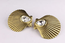 YVES SAINT LAURENT rhinestone shell earrings