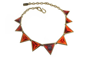 YVES SAINT LAURENT red resin triangle necklace