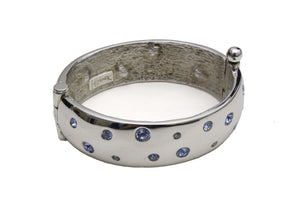 YVES SAINT LAURENT silver cuff rhinestones bracelet