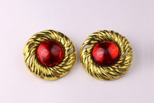 YVES SAINT LAURENT large red cabochon earrings