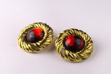 YVES SAINT LAURENT large red cabochon earrings