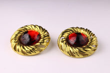 YVES SAINT LAURENT large red cabochon earrings