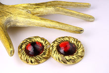 YVES SAINT LAURENT large red cabochon earrings