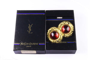 YVES SAINT LAURENT large red cabochon earrings