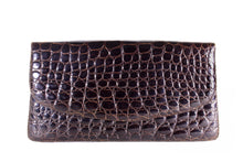 Large brown crocodile skin handbag