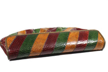 Tricolor snakeskin patchwork handbag