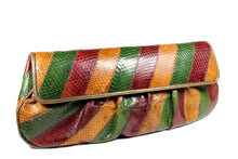 Tricolor snakeskin patchwork handbag