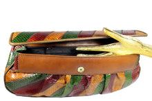 Tricolor snakeskin patchwork handbag