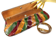 Tricolor snakeskin patchwork handbag