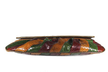 Tricolor snakeskin patchwork handbag