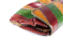 Tricolor snakeskin patchwork handbag