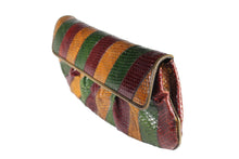 Tricolor snakeskin patchwork handbag