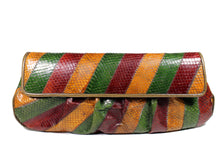 Tricolor snakeskin patchwork handbag