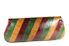 Tricolor snakeskin patchwork handbag