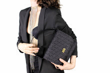 LOEWE black embroidered handbag