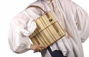 LOEWE leather and fabric handbag in beige