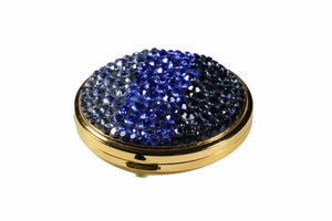 Powder compact case blue strass