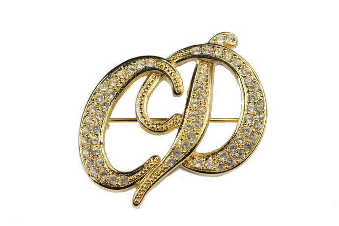 CHRISTIAN DIOR small Logo rhinestones brooch