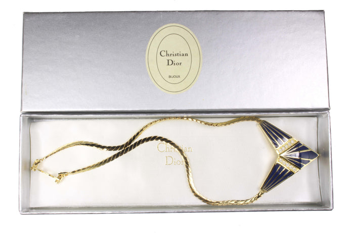 CHRISTIAN DIOR art deco enamel necklace