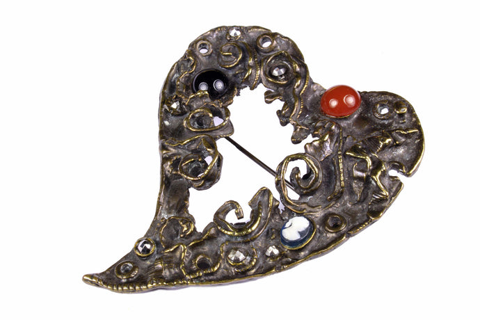 CHRISTIAN LACROIX abstract large heart brooch