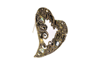 CHRISTIAN LACROIX abstract large heart brooch