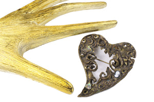 CHRISTIAN LACROIX abstract large heart brooch