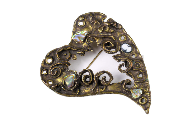 CHRISTIAN LACROIX abstract large heart brooch