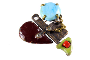 CHRISTIAN LACROIX abstract heart brooch