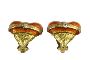 CHRISTIAN LACROIX enamel and rhinestone heart earrings